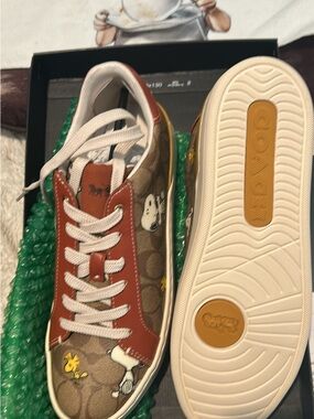 Peanuts Brown & Red Canvas Sneakers with Woodstock Print - Peanuts